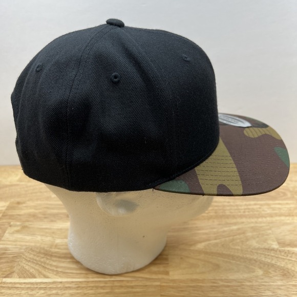 Yupoong Bad Monkey American Flag Camo Snapback Baseball Cap Wool Cotton Blend - Picture 4 of 6